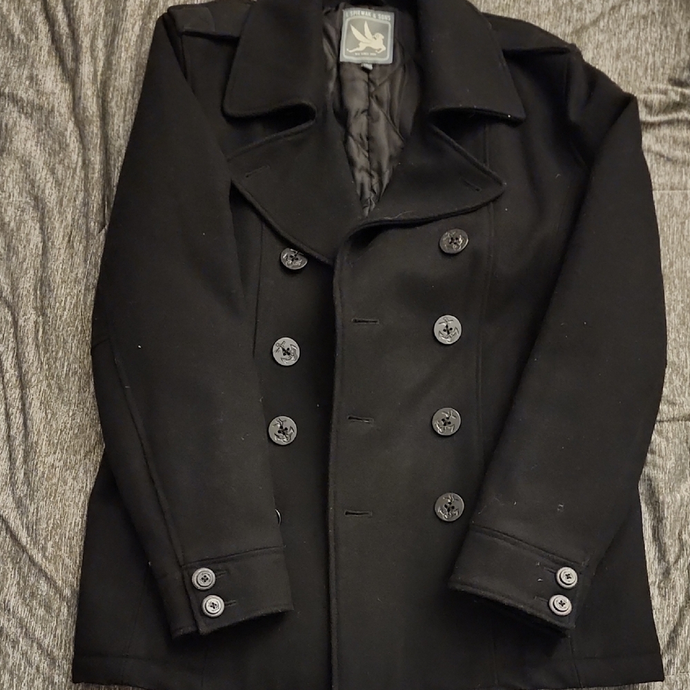 Men's Black Double-Breasted Peacoat